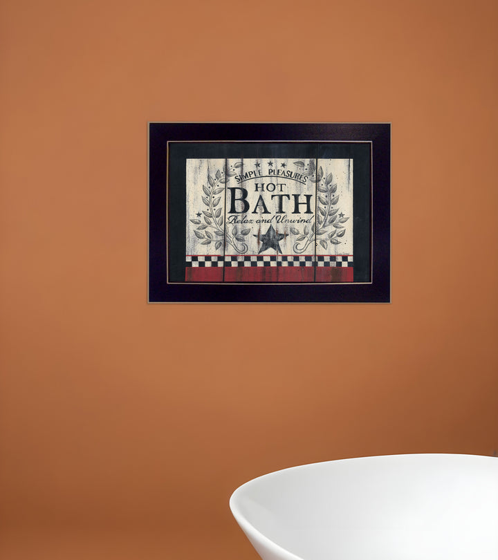 Hot Bath 3 Black Framed Print Bathroom Wall Art