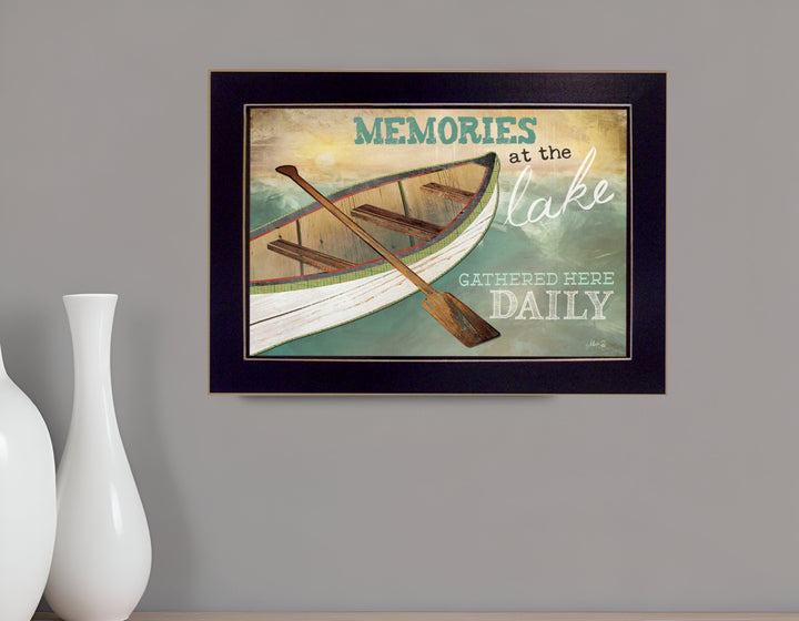 Memories at the Lake Black Framed Print Wall Art