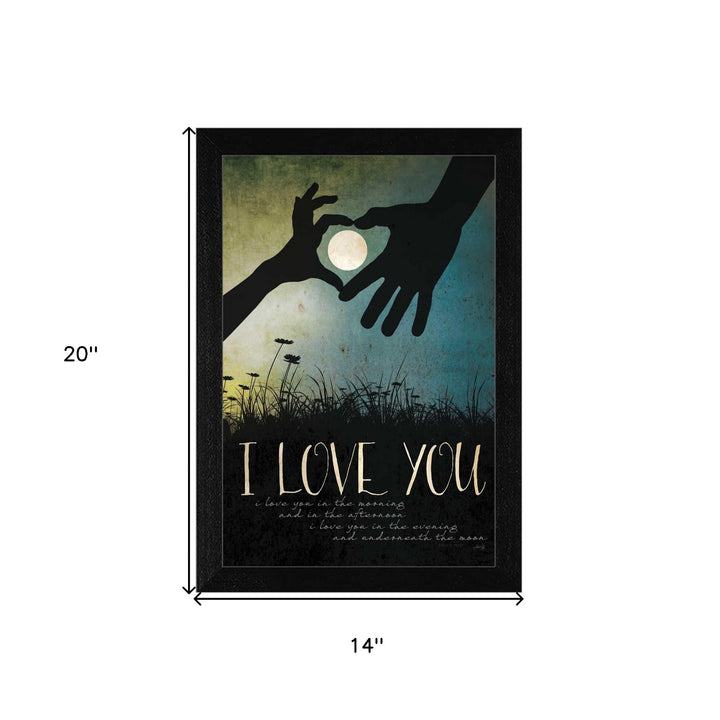 I Love You Underneath the Moon Black Framed Print Wall Art