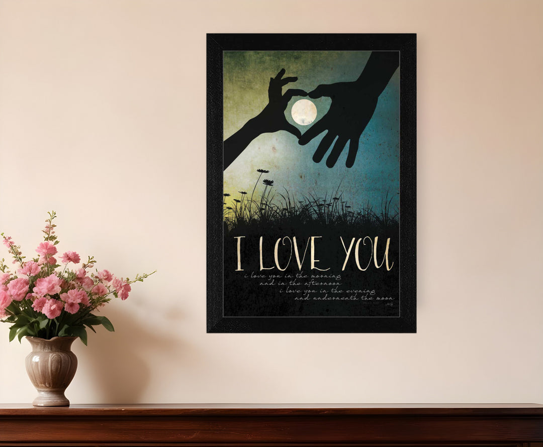 I Love You Underneath the Moon Black Framed Print Wall Art