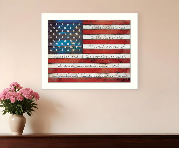 Pledge of Allegiance 4 White Framed Print Wall Art