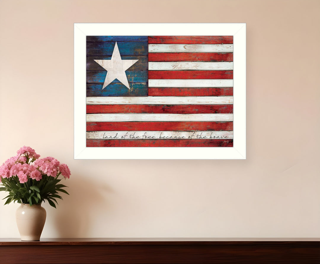 Land of the Free White Framed Print Wall Art