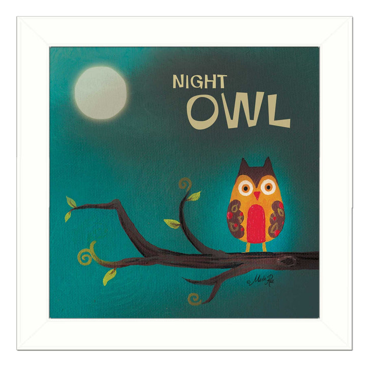 Night Owl 1 White Framed Print Wall Art