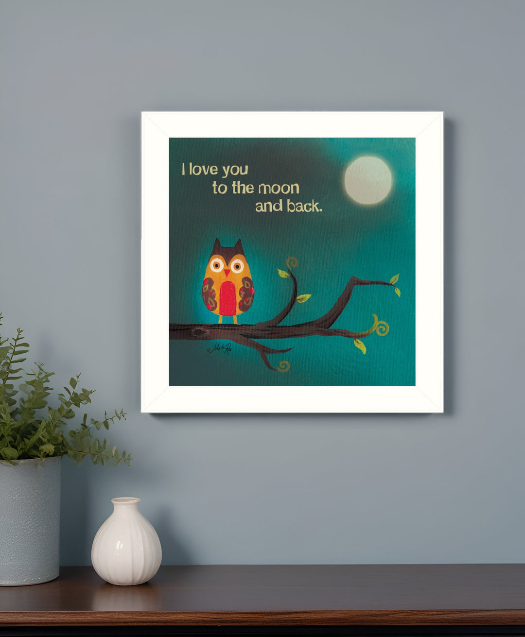 To the Moon I White Framed Print Wall Art