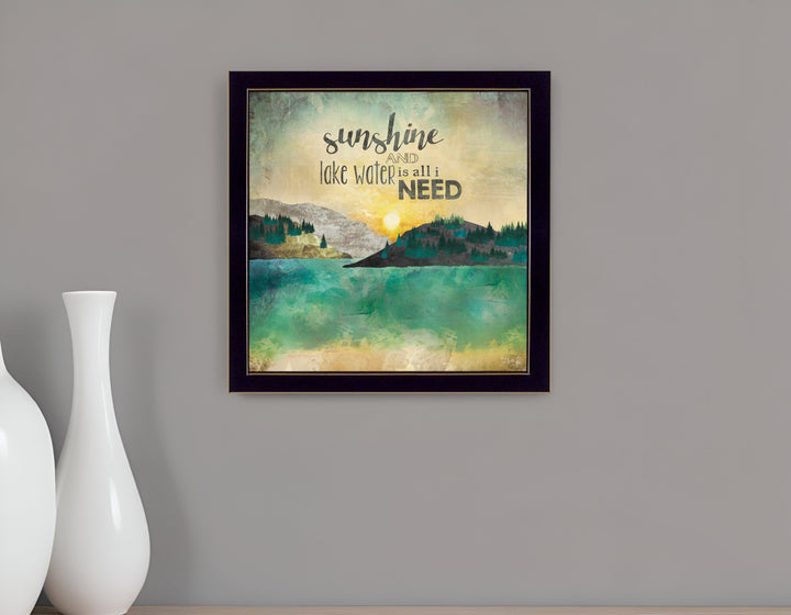 Sunshine and Lake Water 1 Black Framed Print Wall Art