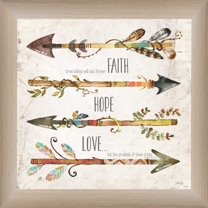 Faith Hope Love Brown Framed Print Wall Art