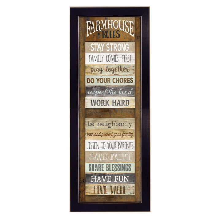 Farmhouse Rules 1 Black Framed Print Wall Art