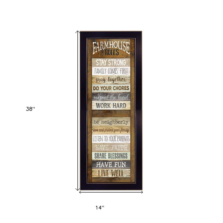 Farmhouse Rules 1 Black Framed Print Wall Art