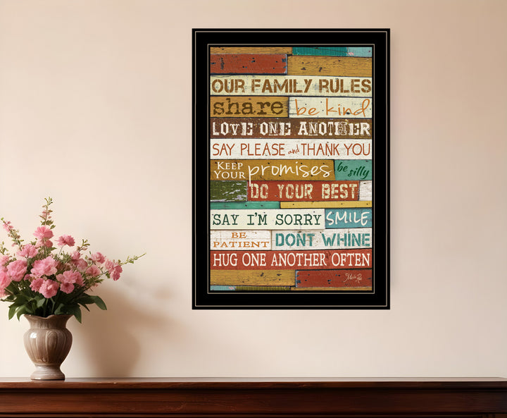 Our Family Rules 7 Black Framed Print Wall Art