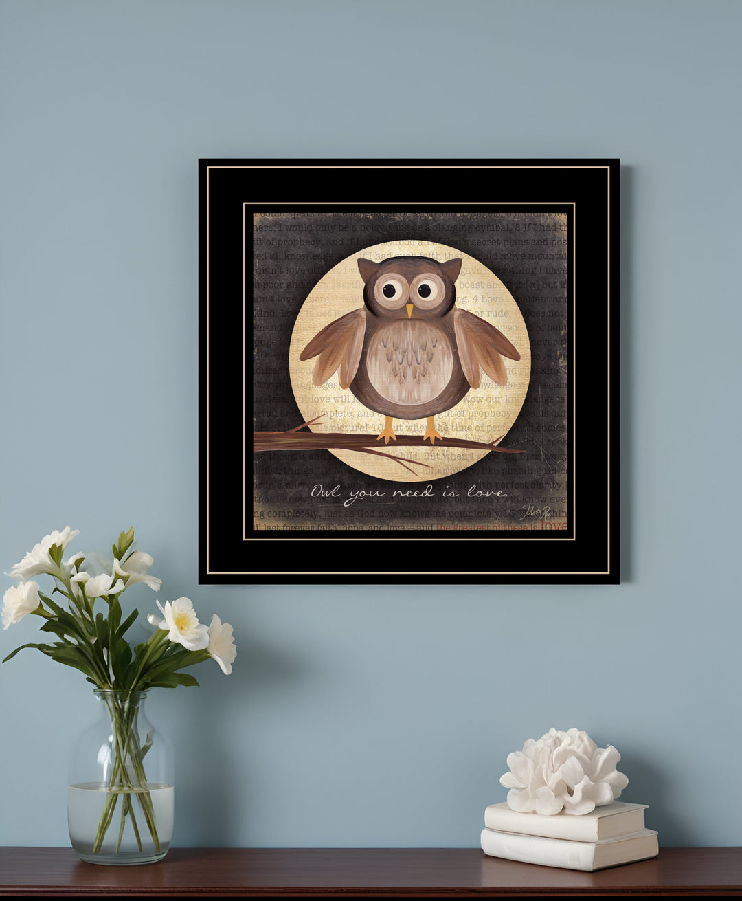 Owl You Need is Love 2 Black Framed Print Wall Art