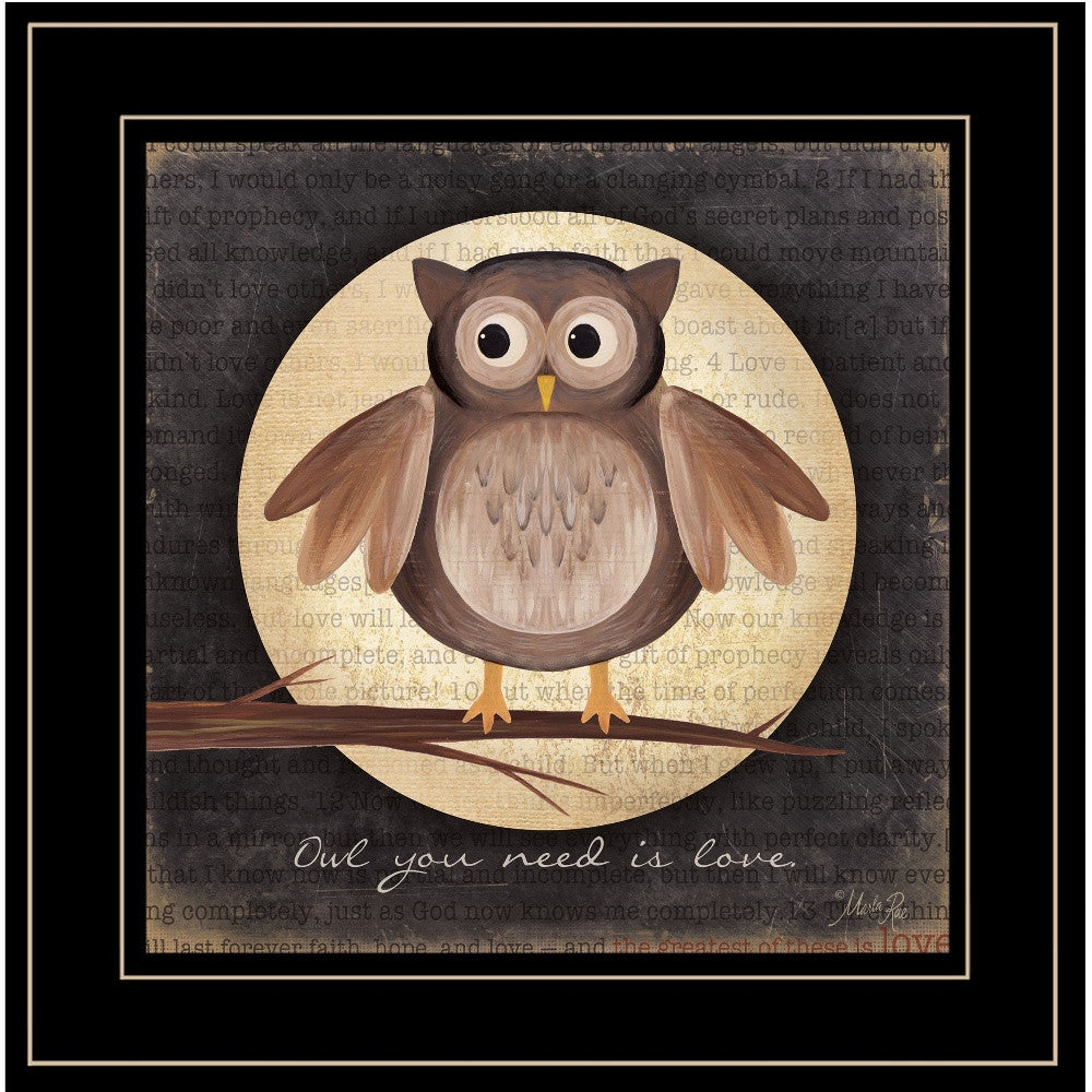 Owl You Need is Love 2 Black Framed Print Wall Art