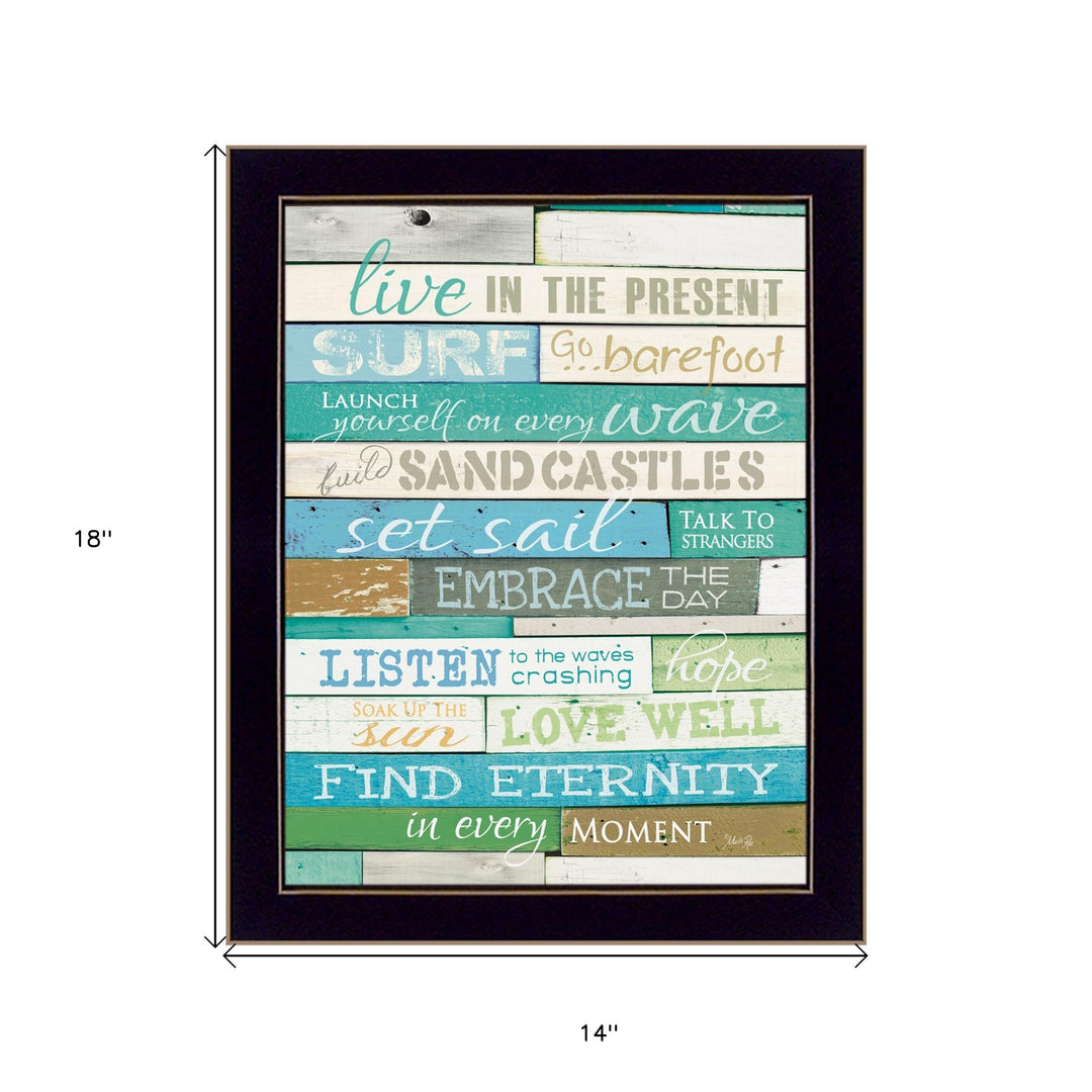 Live in the Present 6 Black Framed Print Wall Art