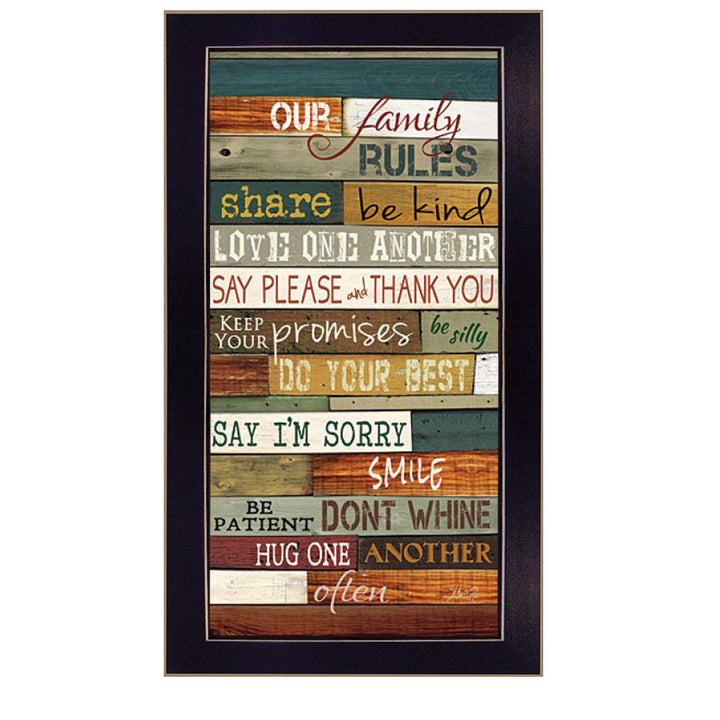 Our Family Rules Black Framed Print Wall Art