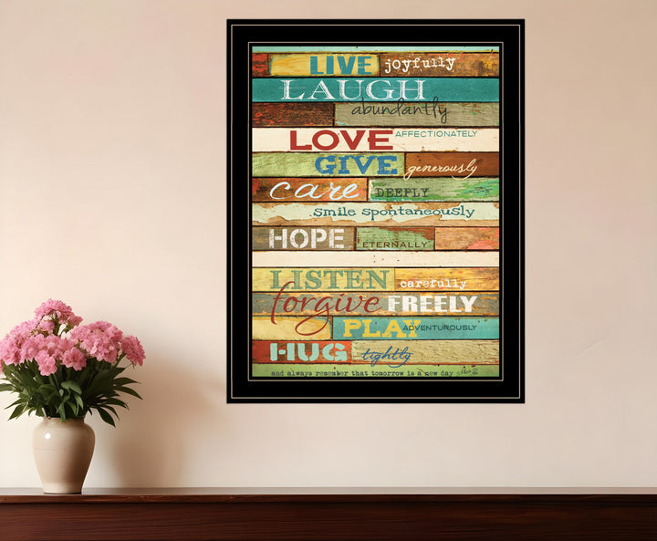 Live Joyfully 2 Black Framed Print Wall Art