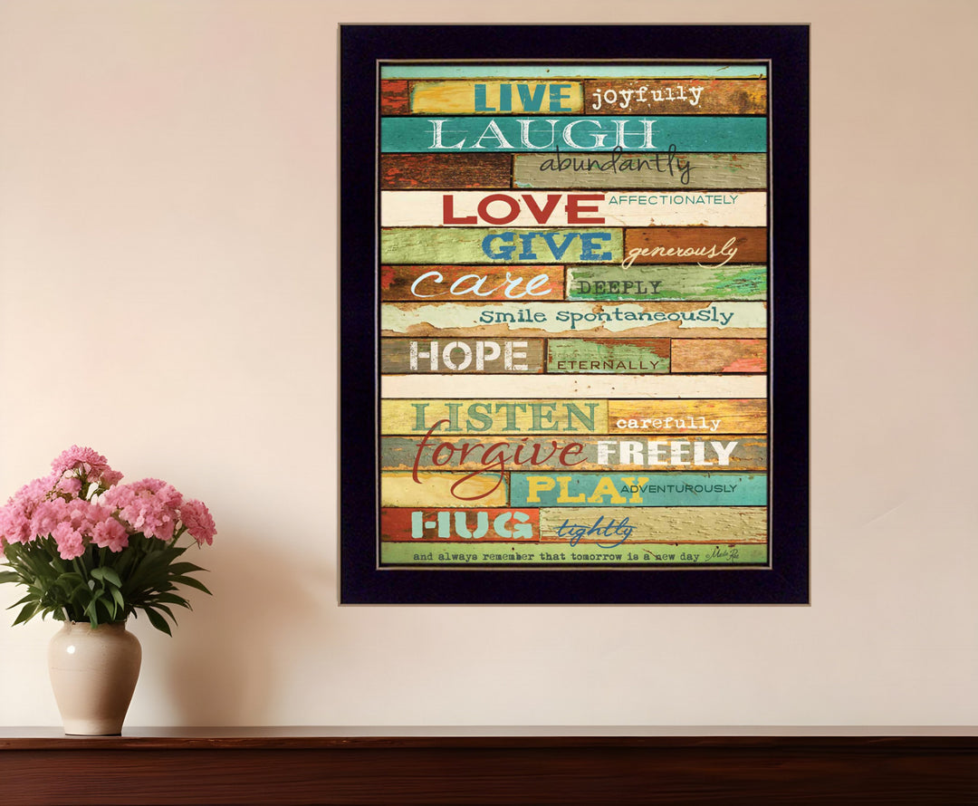 Live Joyfully 3 Black Framed Print Wall Art