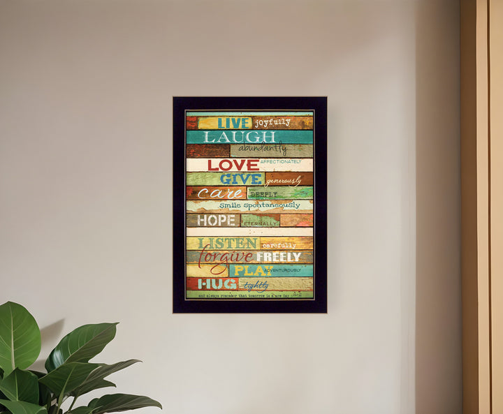 Live Joyfully Black Framed Print Wall Art