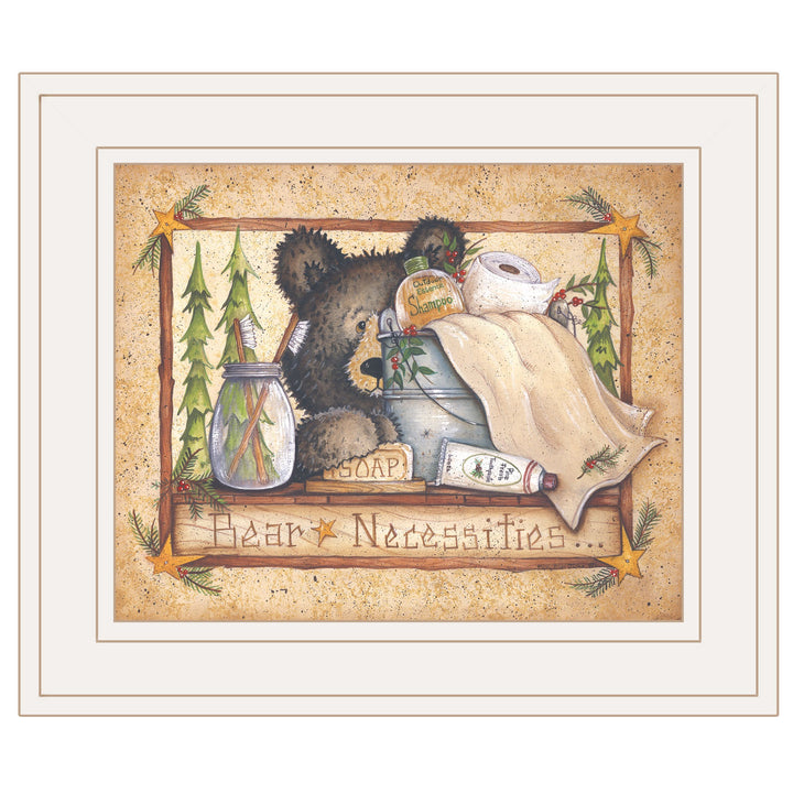 Bear Necessities 1 White Framed Print Bathroom Wall Art