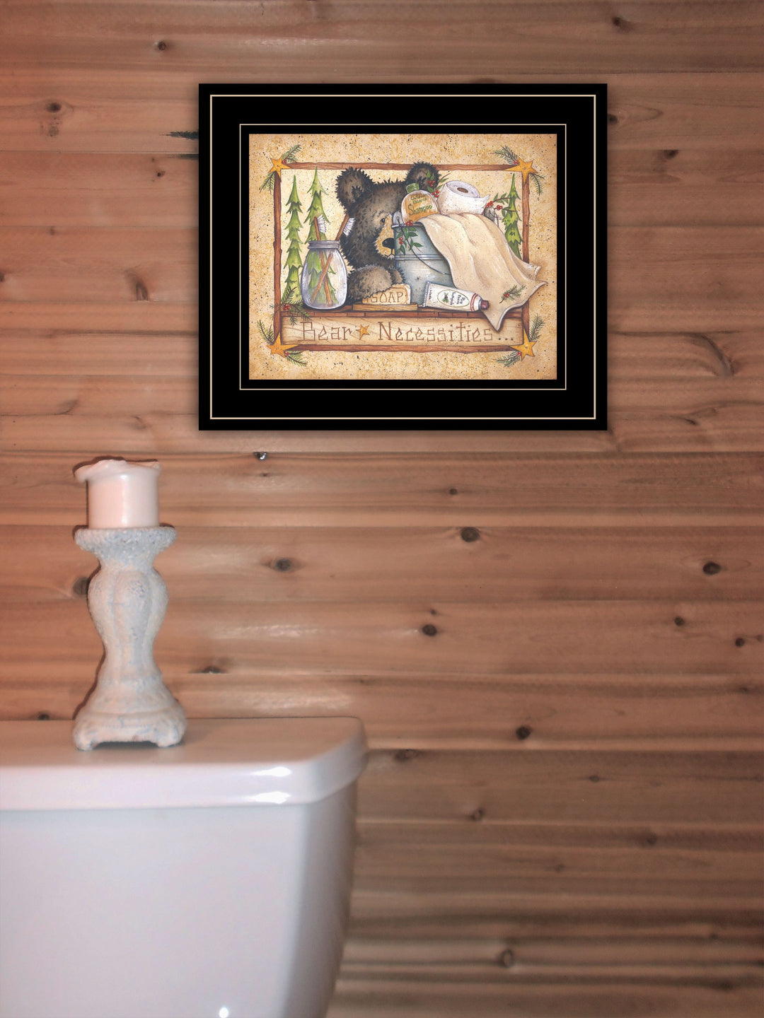 Bear Necessities Getting Ready Black Framed Print Wall Art