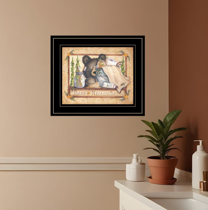 Bear Necessities Getting Ready Black Framed Print Wall Art