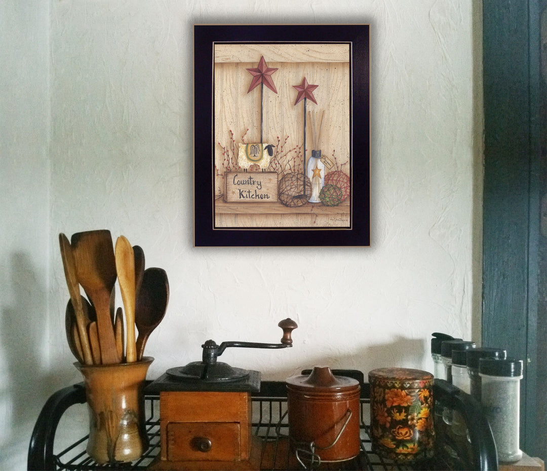 Country Kitchen 1 Black Framed Print Kitchen Wall Art