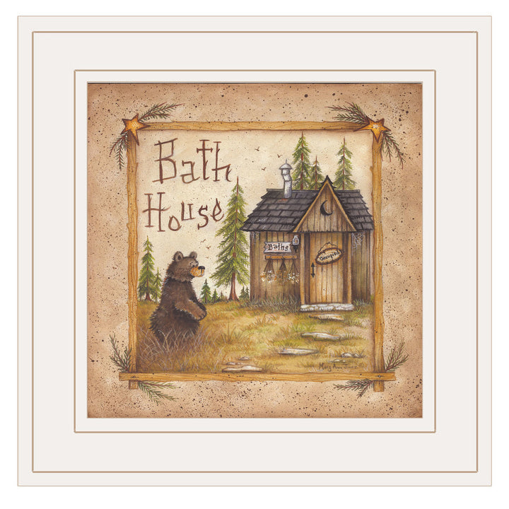 Bath House 3 White Framed Print Bathroom Wall Art