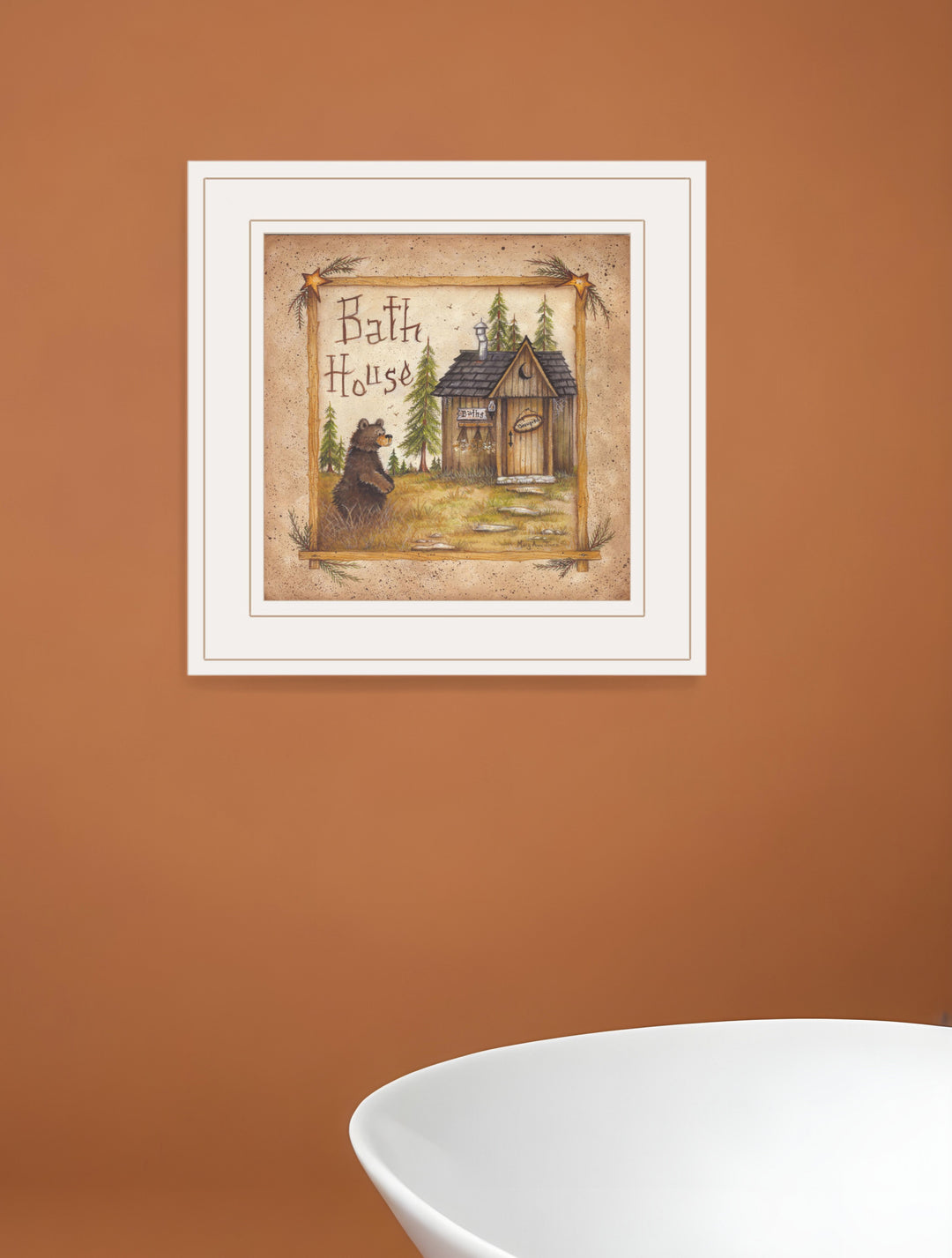 Bath House 3 White Framed Print Bathroom Wall Art