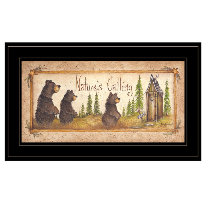 Natures Calling 3 Black Framed Print Bathroom Wall Art