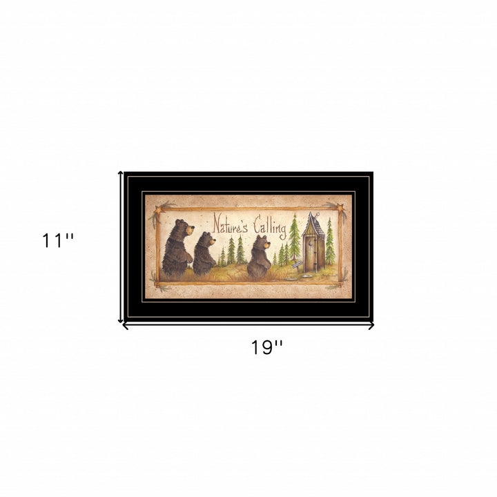 Natures Calling 3 Black Framed Print Bathroom Wall Art