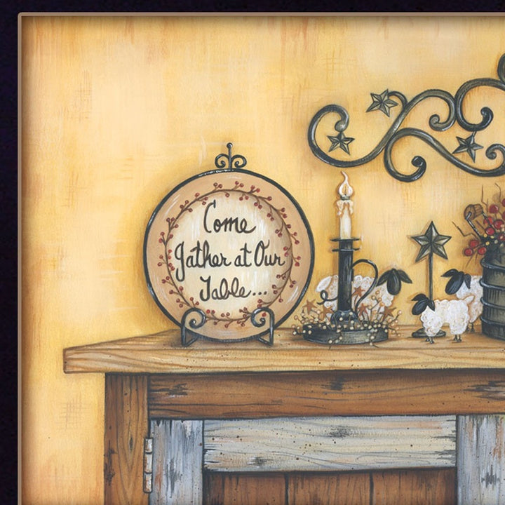 Come Gather at Our Table 2 Black Framed Print Wall Art