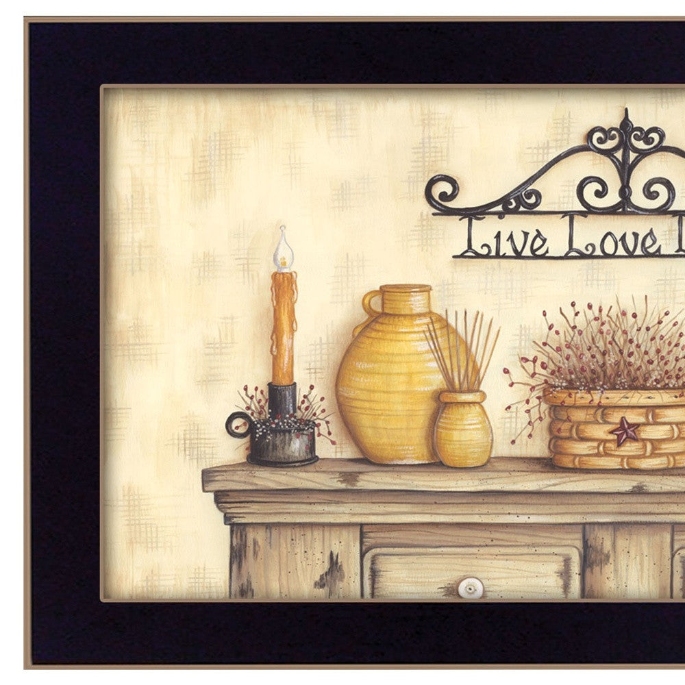 Live Love Laugh Black Framed Print Wall Art