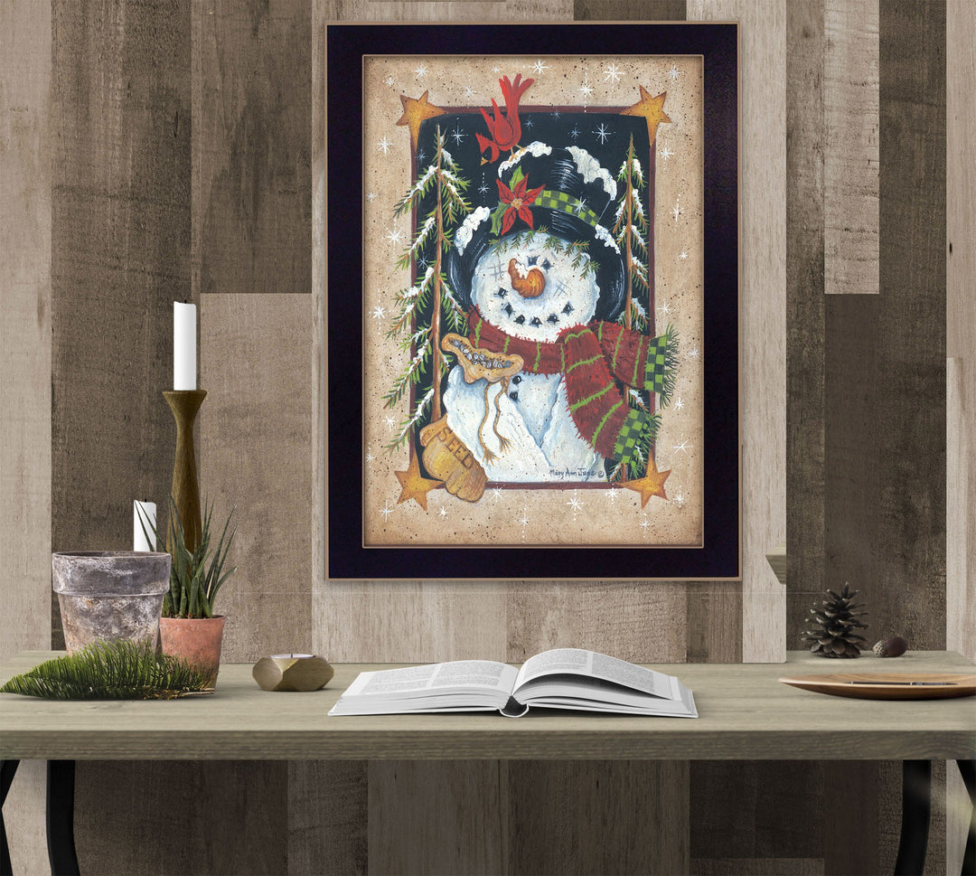 Feeding the Birds Black Framed Print Wall Art