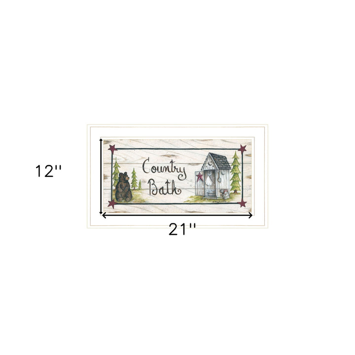 Country Bath 1 White Framed Print Bathroom Wall Art