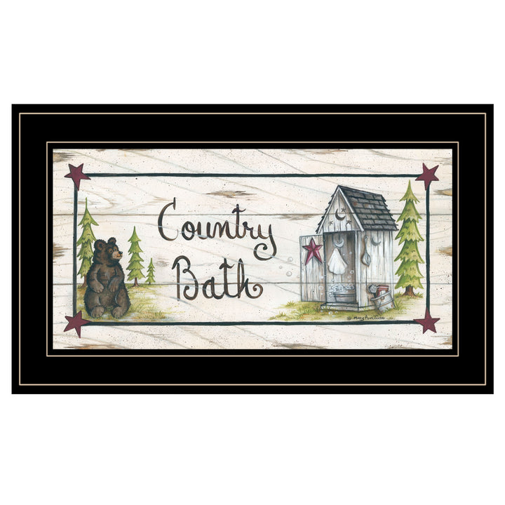 Country Bath 2 Black Framed Print Bathroom Wall Art