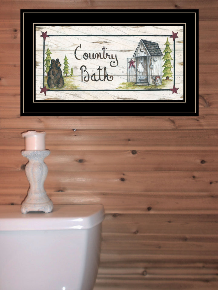 Country Bath 2 Black Framed Print Bathroom Wall Art