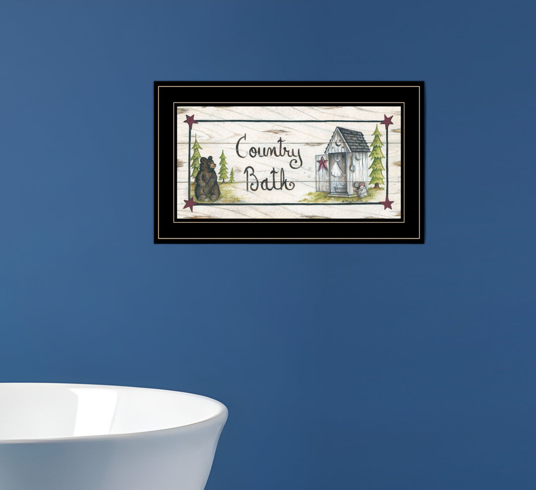 Country Bath 2 Black Framed Print Bathroom Wall Art