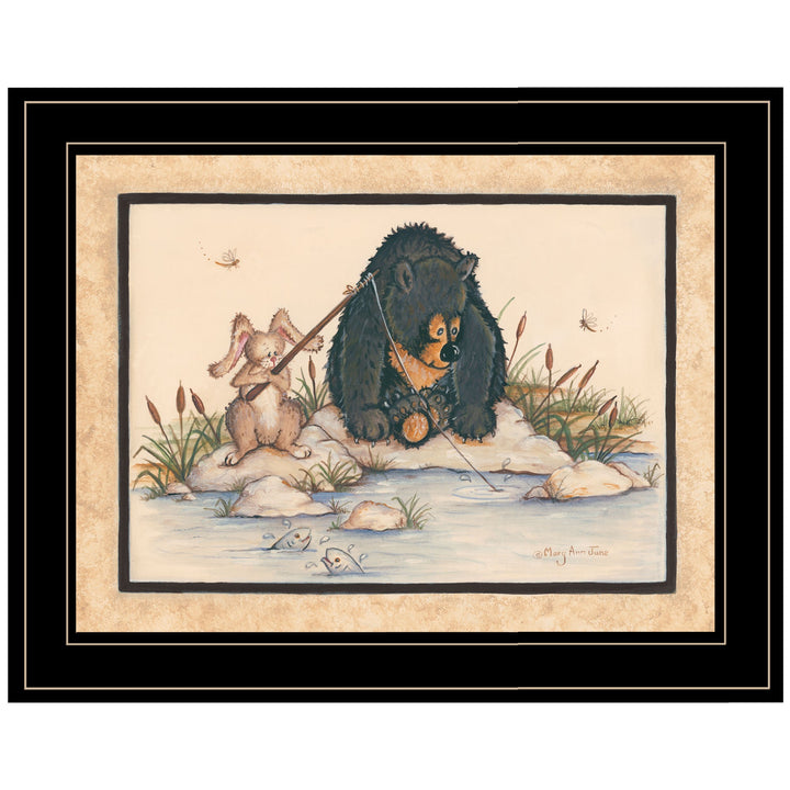 Gone Fishing 2 Black Framed Print Wall Art