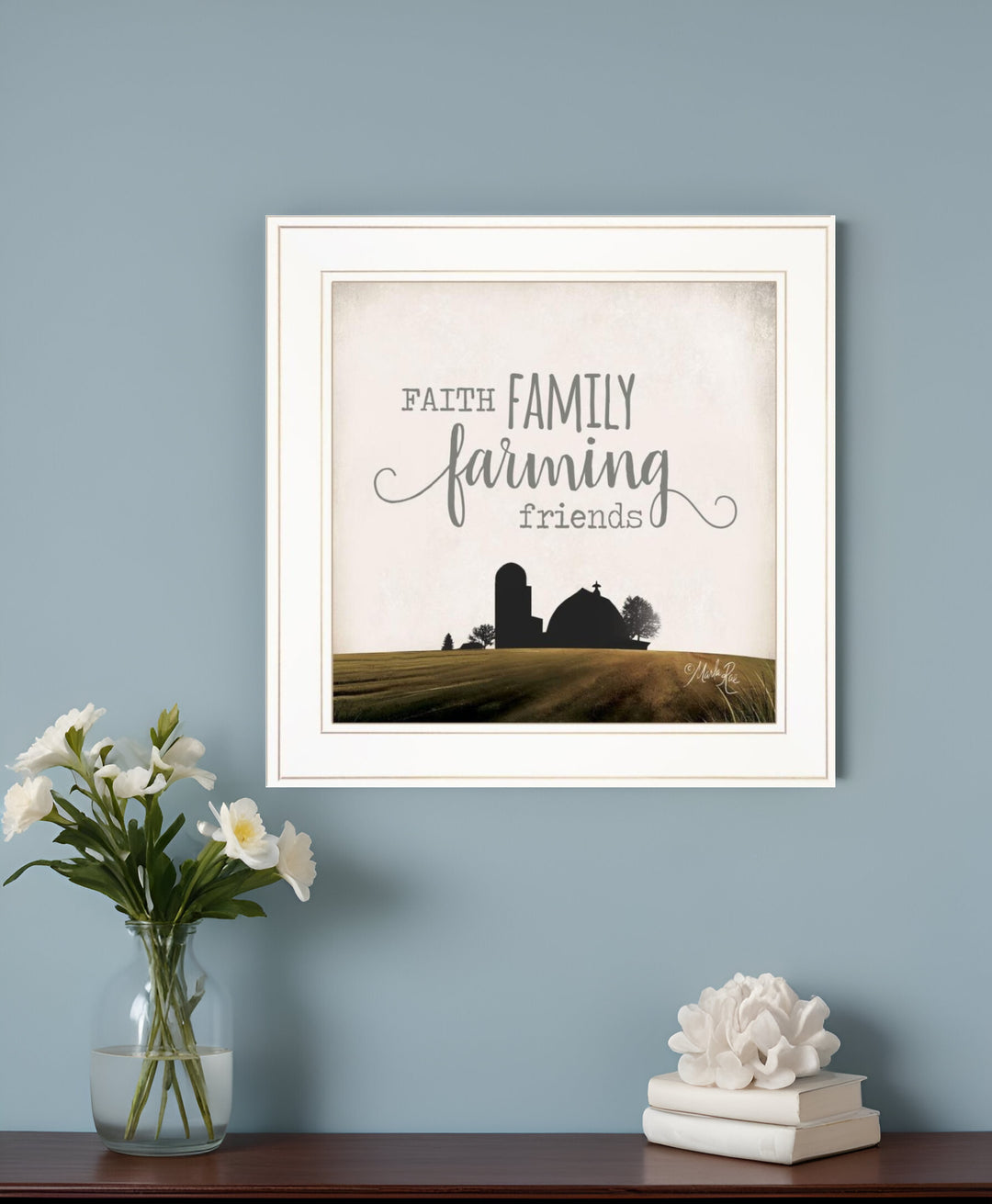 Faith Family Farming Friends 1 White Framed Print Wall Art