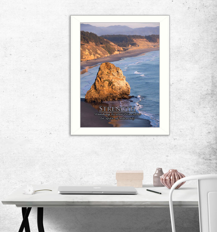 Strength 5 White Framed Print Wall Art