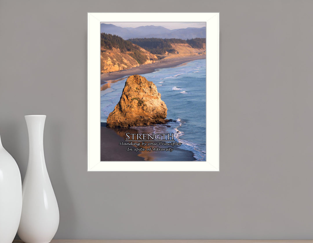 Strength 5 White Framed Print Wall Art