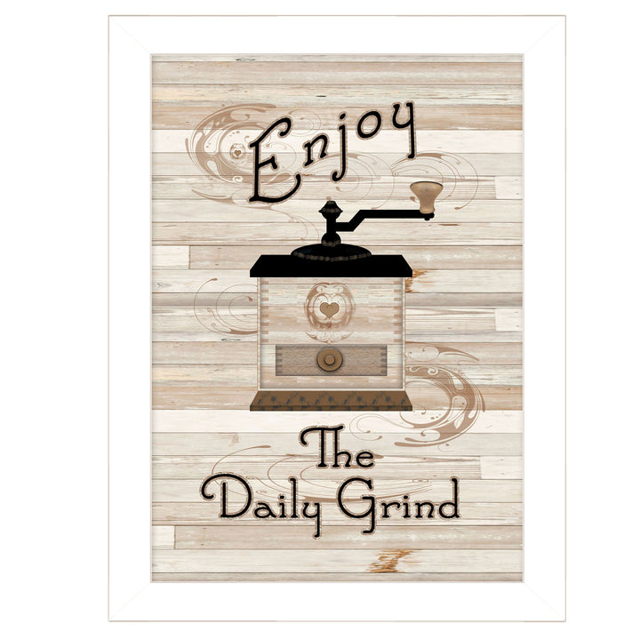 The Daily Grind 4 White Framed Print Kitchen Wall Art