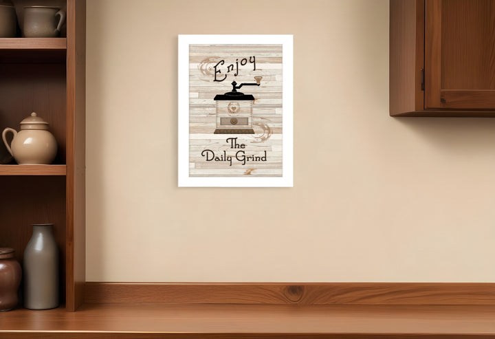 The Daily Grind 4 White Framed Print Kitchen Wall Art