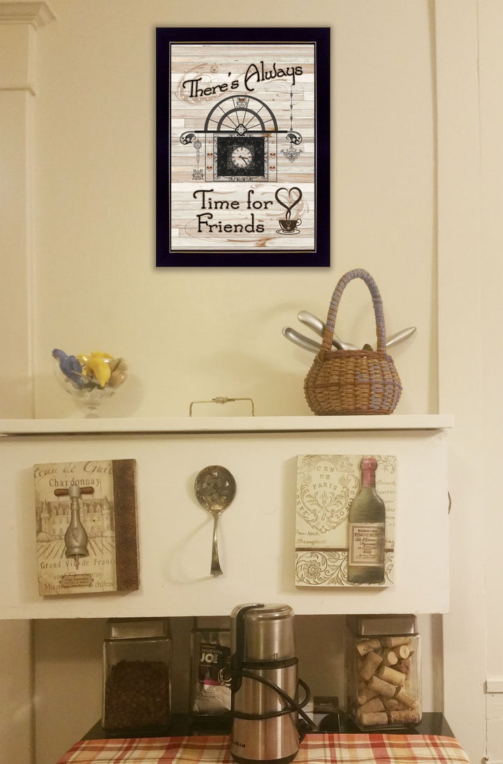 Time for Friends 3 Black Framed Print Kitchen Wall Art