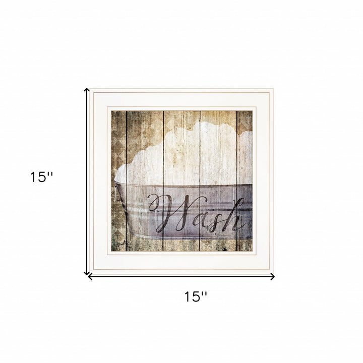 Wash 1 White Framed Print Bathroom Wall Art