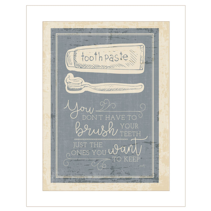 Brush Teeth 1 White Framed Print Wall Art