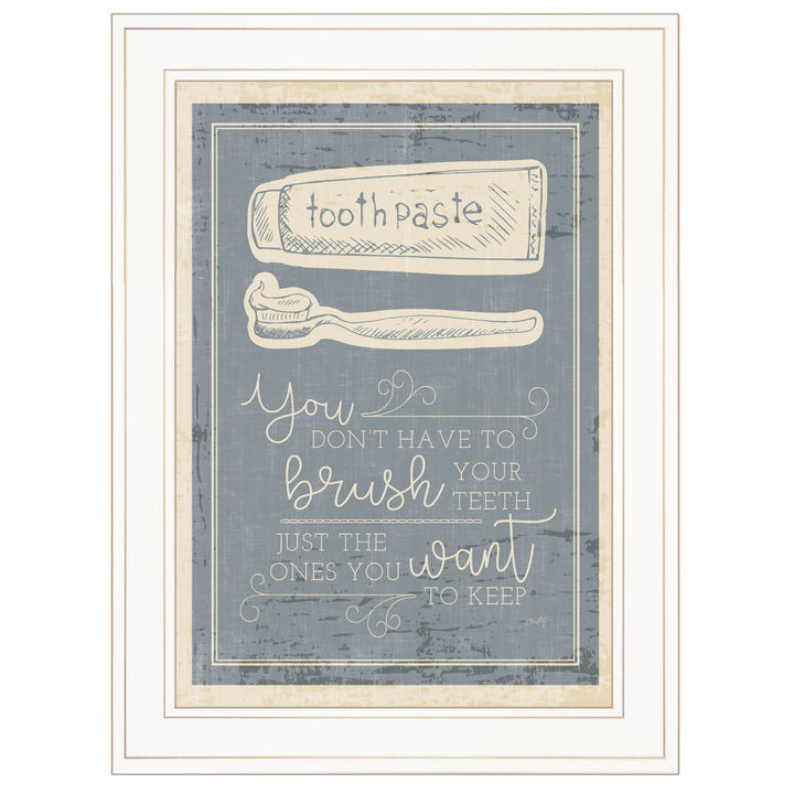 Brush Teeth 2 White Framed Print Wall Art