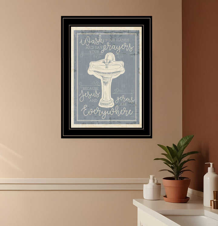 Wash Your Hands 8 Black Framed Print Bathroom Wall Art