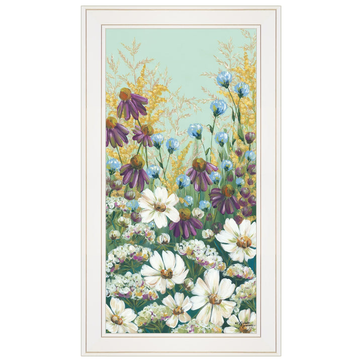 Floral Field Day White Framed Print Wall Art