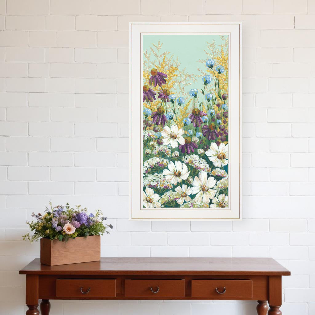 Floral Field Day White Framed Print Wall Art