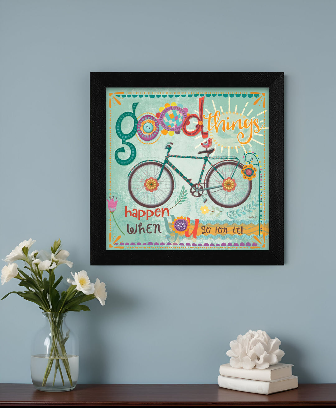 Good Things Happen Black Framed Print Wall Art