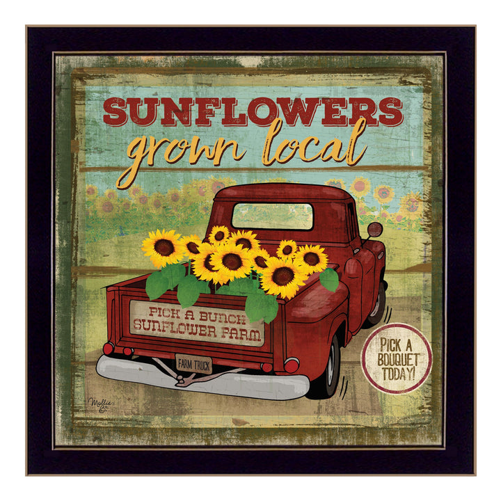 Sunflowers From the Farm 1 Black Framed Print Wall Art